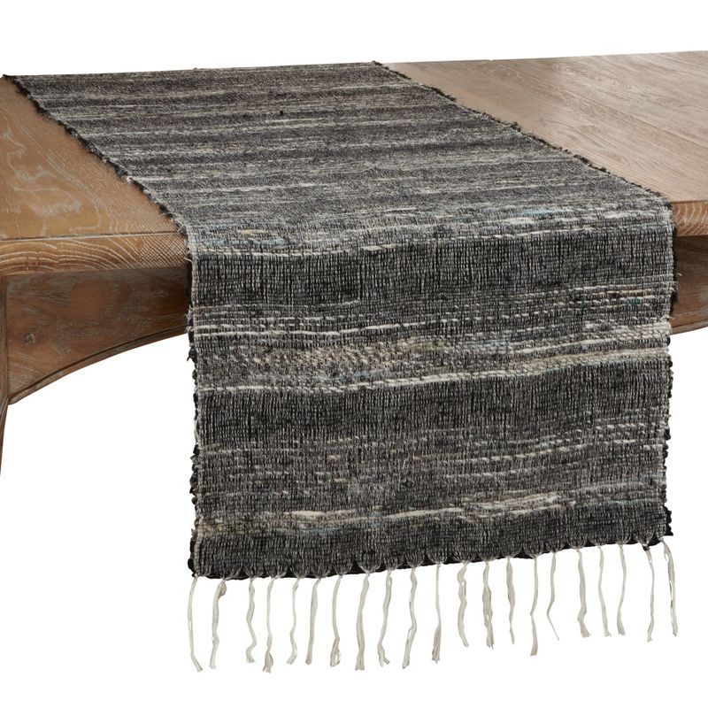 Gray Cotton Fringe Bohemian Table Runner