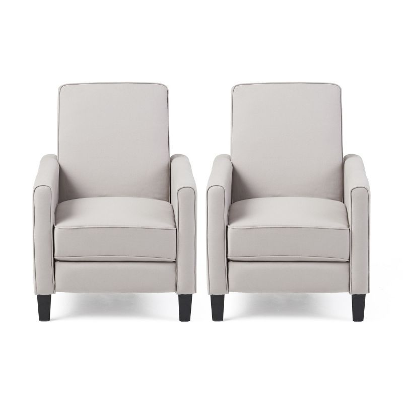 Light Gray Birch Wood Upholstered Recliner Set