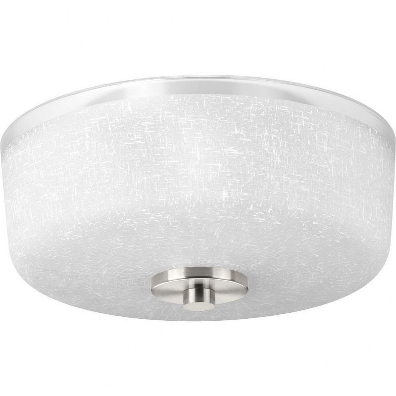 Alexa Brushed Nickel 2-Light Flush Mount with Etched Linen Glass