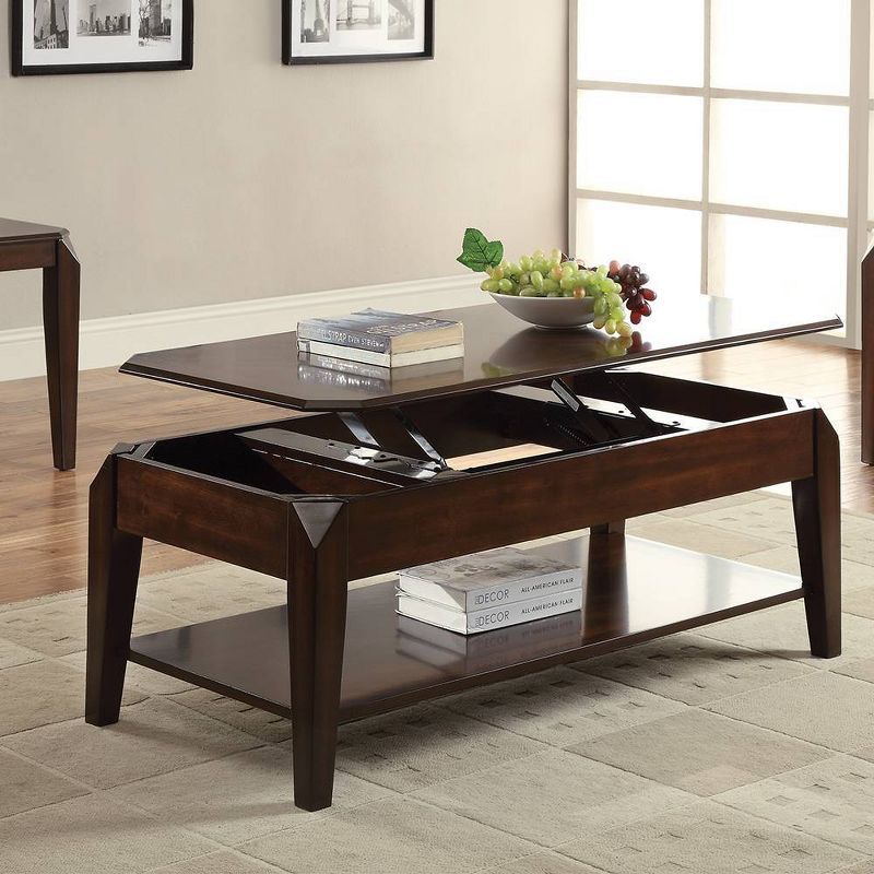 Rectangular Lift-Top Storage Coffee Table in Rich Walnut