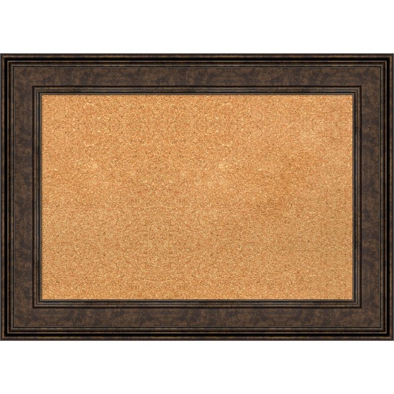 Burnished Bronze Framed Natural Cork Bulletin Board, 30" x 22"