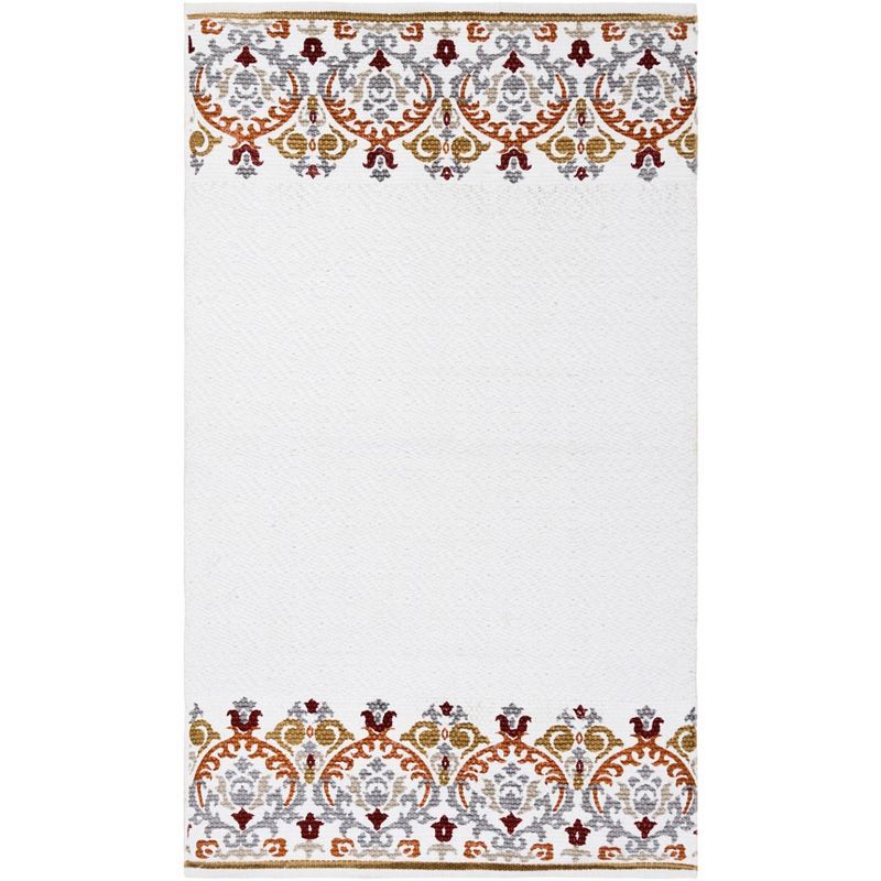 White Floral Handwoven Cotton Synthetic Area Rug 8' x 10'