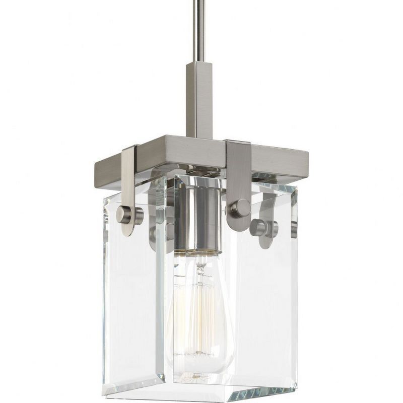 Elevate Brushed Nickel Mini-Pendant with Beveled Glass Shade