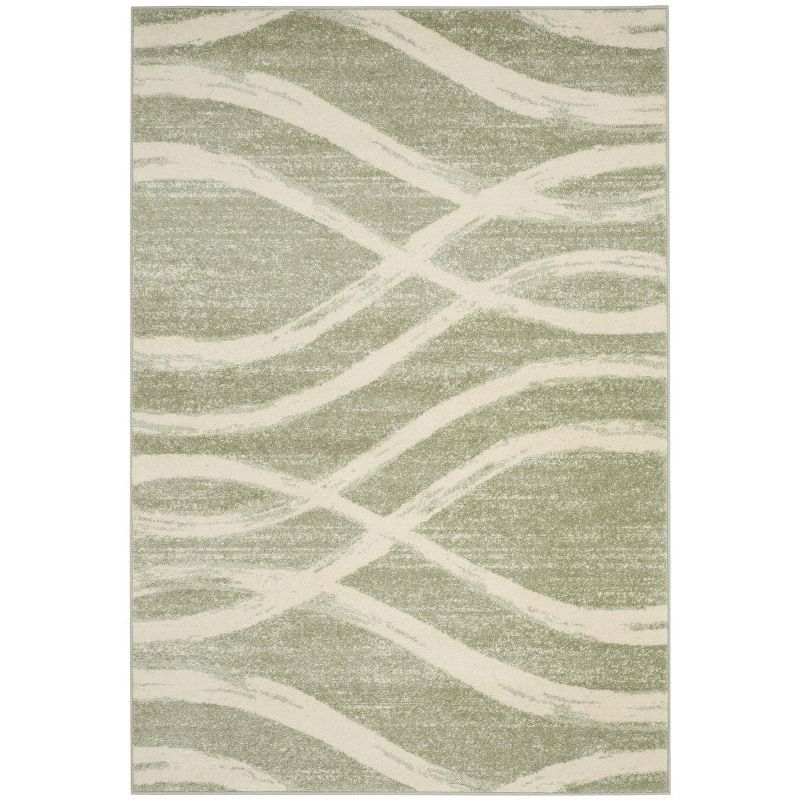 Sage and Cream Abstract 6' x 9' Synthetic Area Rug