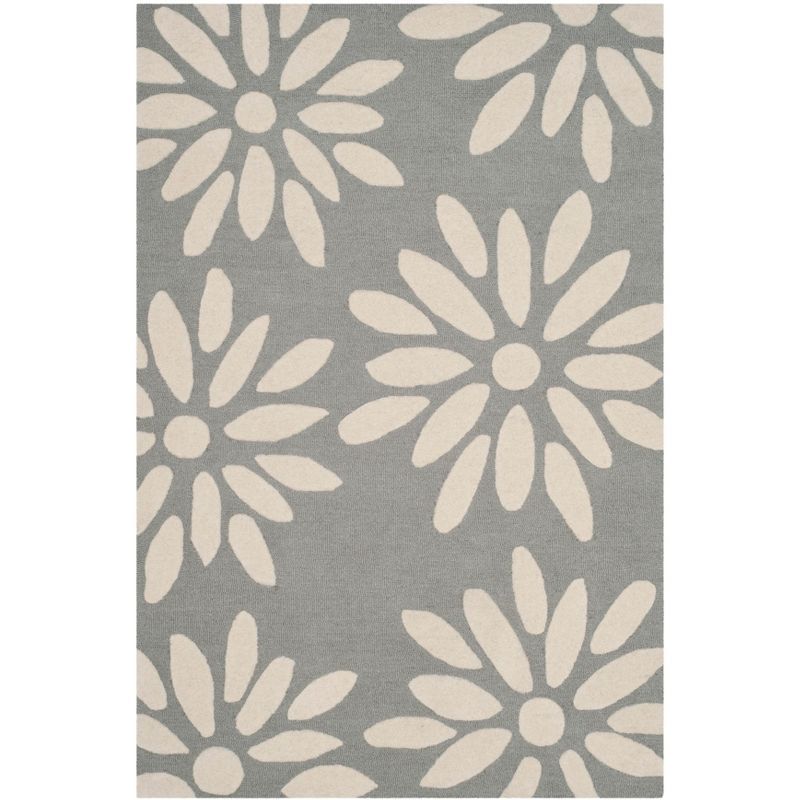 Handmade Grey & Ivory Wool Kids Area Rug 4' x 6'