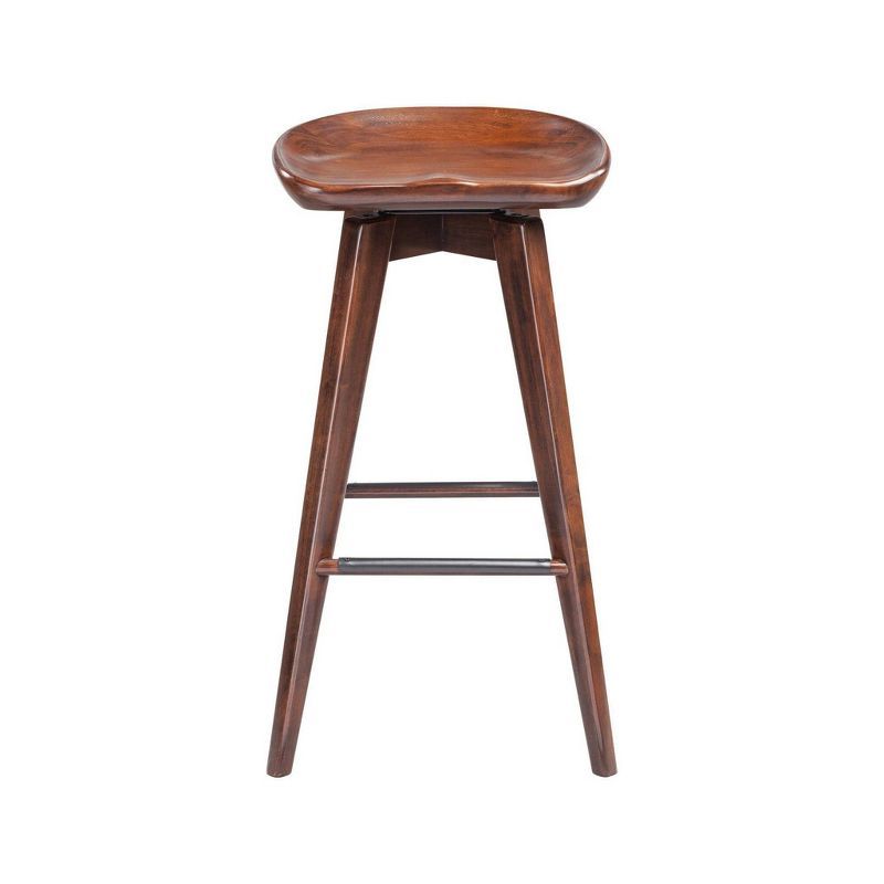 Cappuccino Wood Swivel Backless Bar Stool