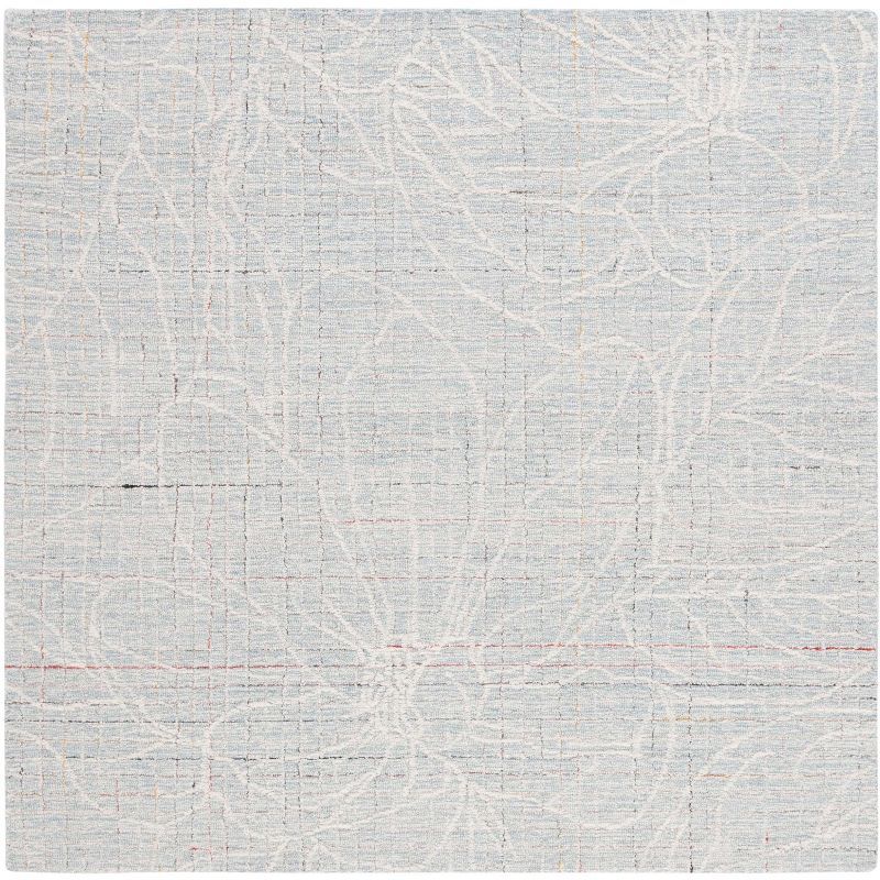 Safavieh 6' x 6' Blue and Ivory Hand-Tufted Wool Square Rug