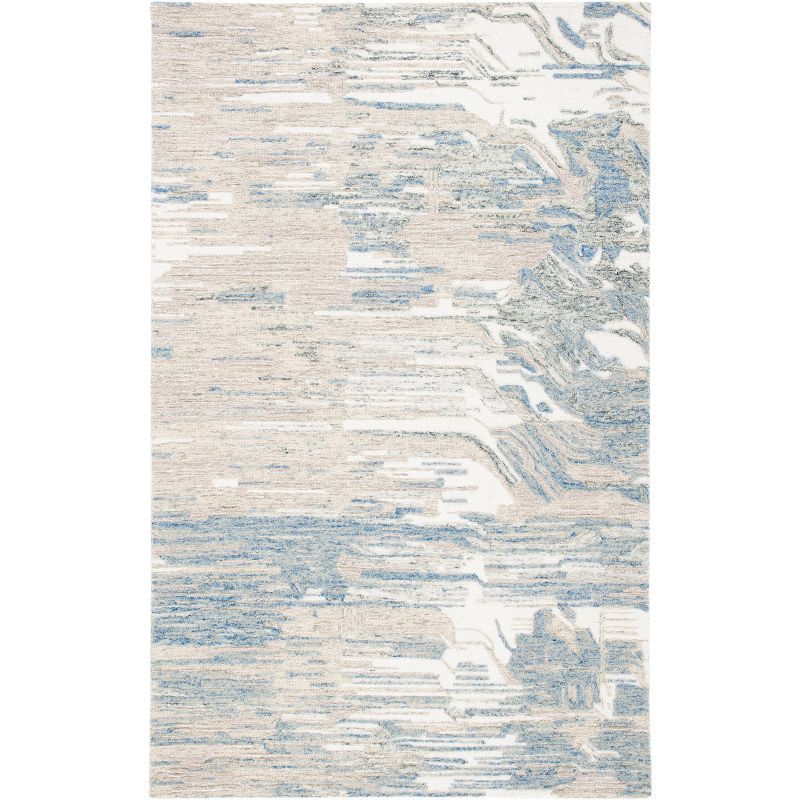 Ivory and Natural Floral Hand-Tufted Wool Area Rug