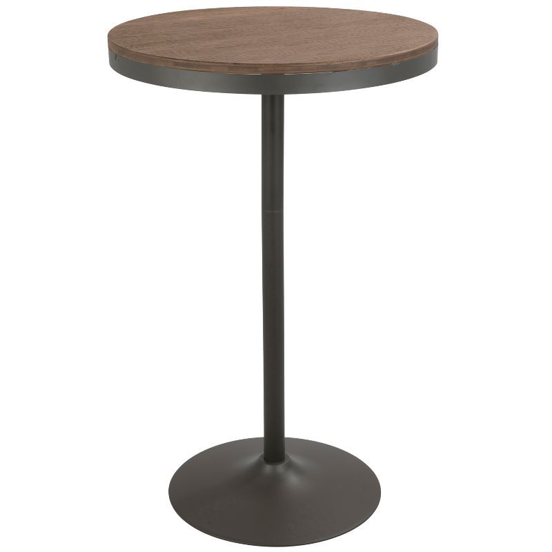 Dakota 27" Round Grey-Brown Industrial Adjustable Bar Height Table