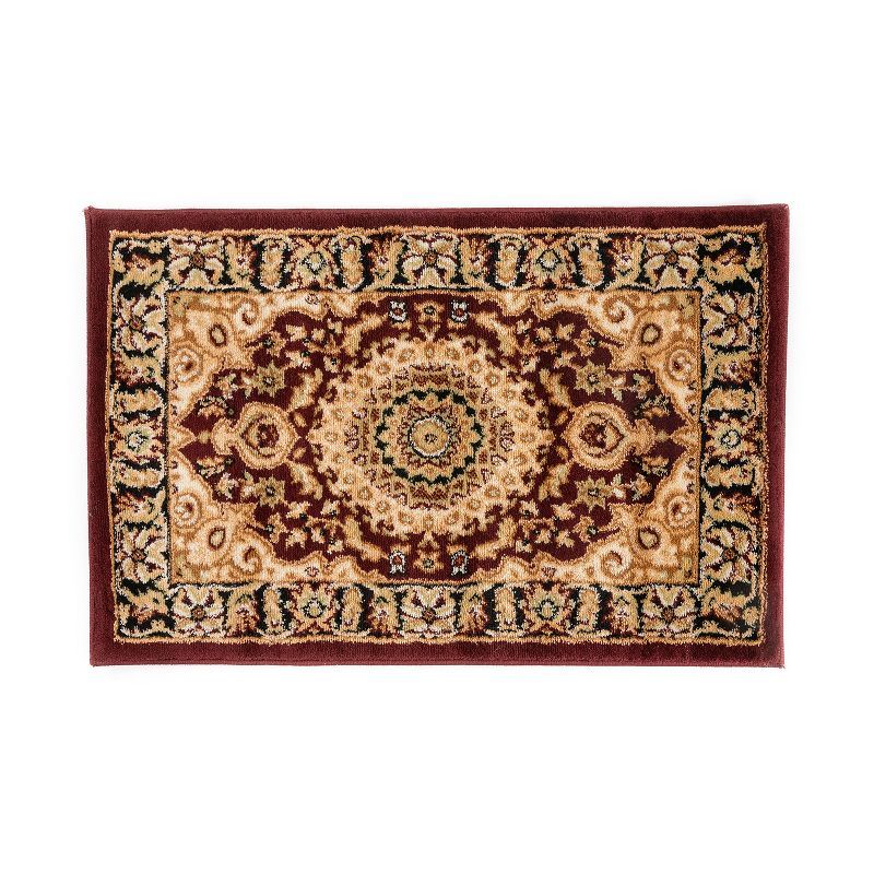 Traditional Oriental Medallion Synthetic Rug - Red, Easy Care 2'x3'