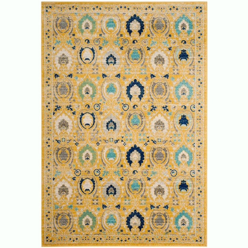 Gold and Ivory High Pile Synthetic Area Rug