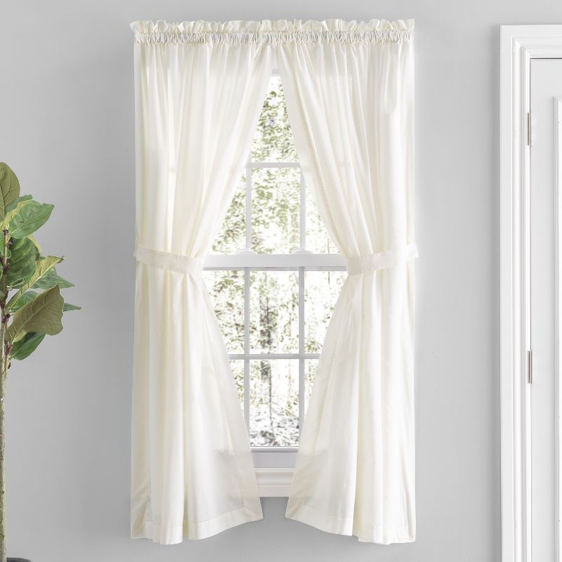 Natural Cotton Sheer Rod Pocket Curtain with Lace Detail