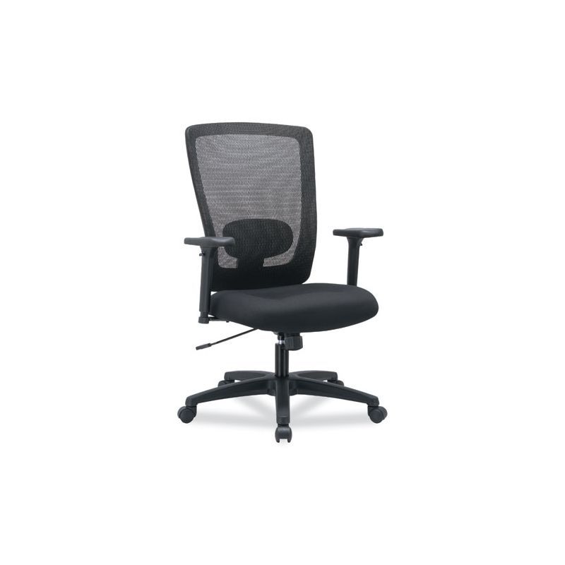 Executive High-Back Black Mesh & Fabric Swivel Chair with Adjustable Arms