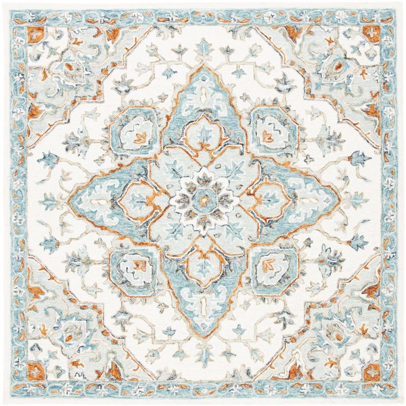 Ivory Elegance 6' Square Hand-Tufted Wool Area Rug