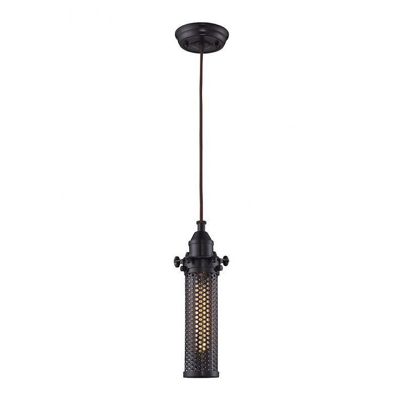 Transitional Mini 1-Light Pendant in Oil Rubbed Bronze with Crystal Accents