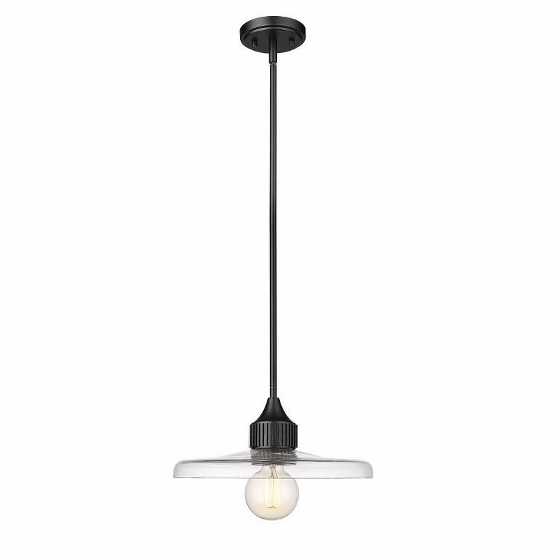 Matte Black and Nickel 14" Contemporary Indoor/Outdoor Pendant Light