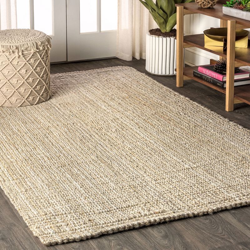 Ivory Braided Handmade Reversible Jute 8' x 10' Rug