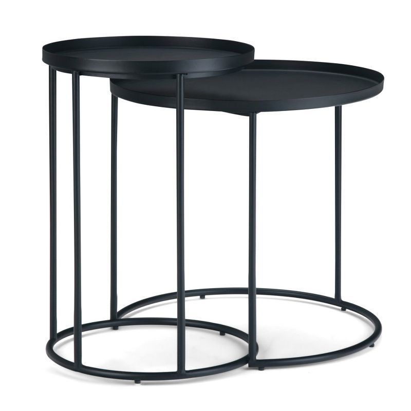 Black Round Metal 2-Piece Nesting End Tables