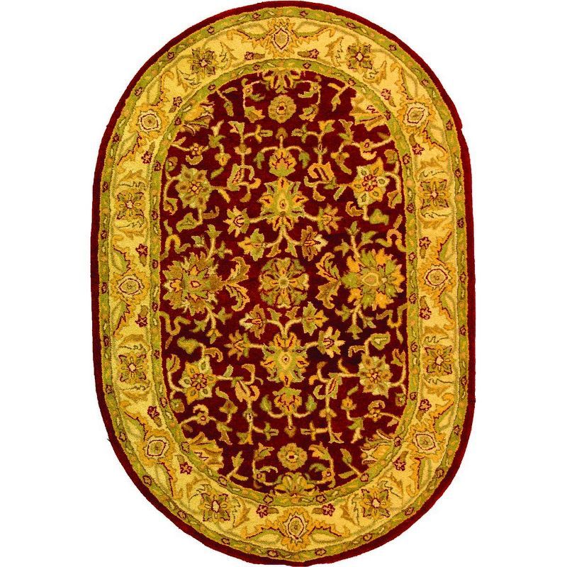 Antiquity Red and Gold Oval Hand Tufted Wool Rug
