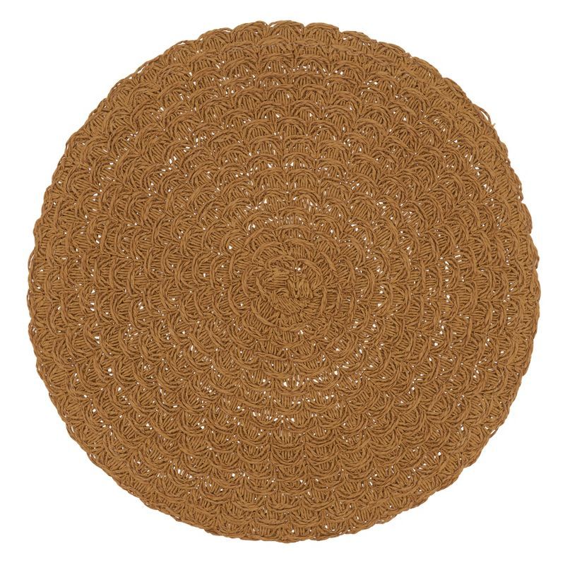 Rustic Brown Paper Woven Round Placemats, Set of 4