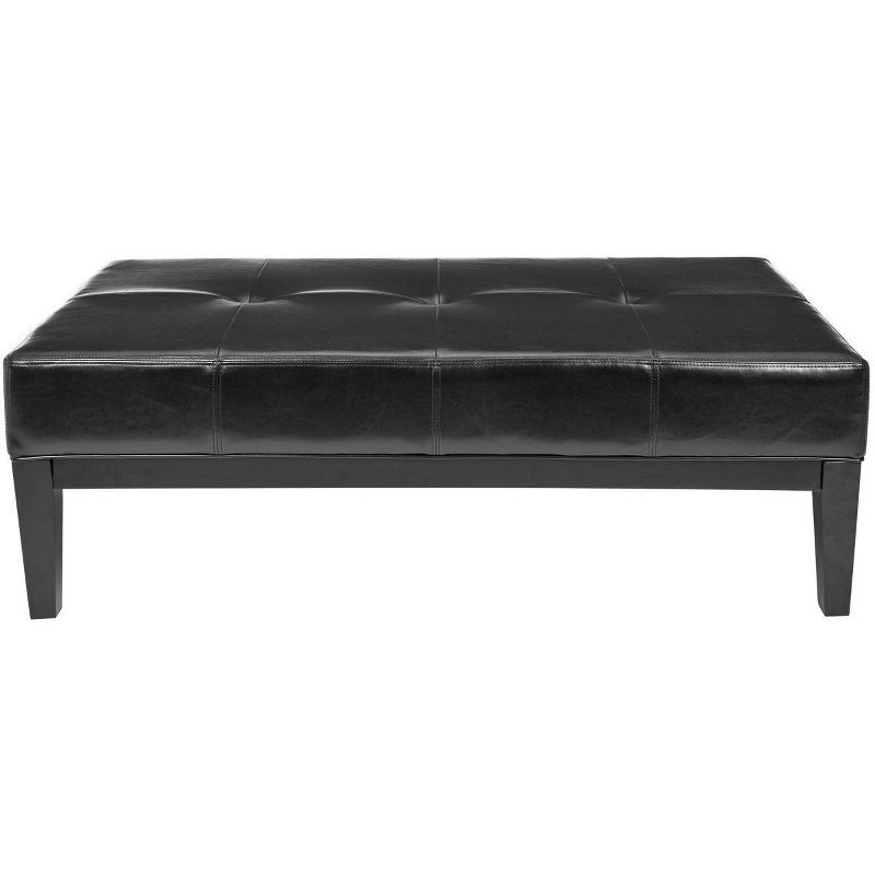 Elegante 48" Transitional Black Tufted Cocktail Ottoman