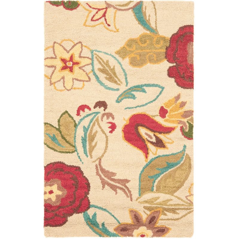 Handmade Red Floral Wool Tufted Rectangular Area Rug