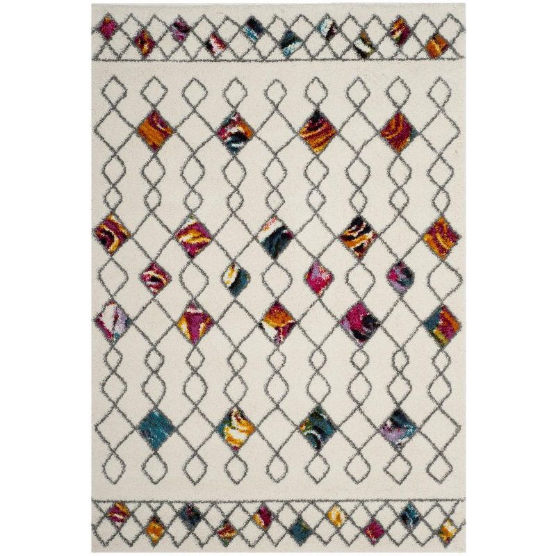 Abstract Fiesta Shag Cream & Multi 6'7" x 9'2" Hand-Knotted Rug