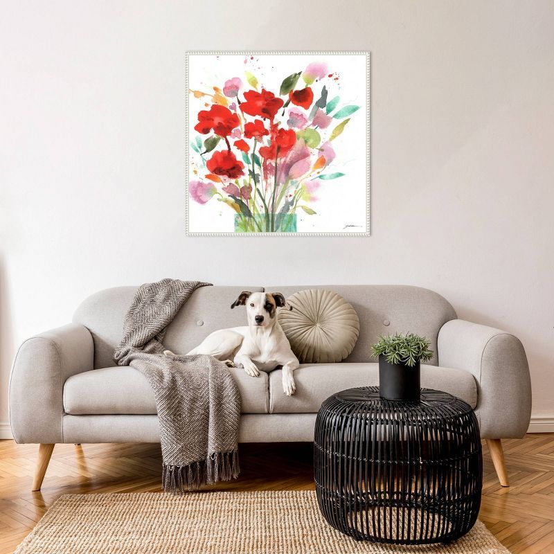 Remembrance Abstract Floral Canvas Print with White Floater Frame