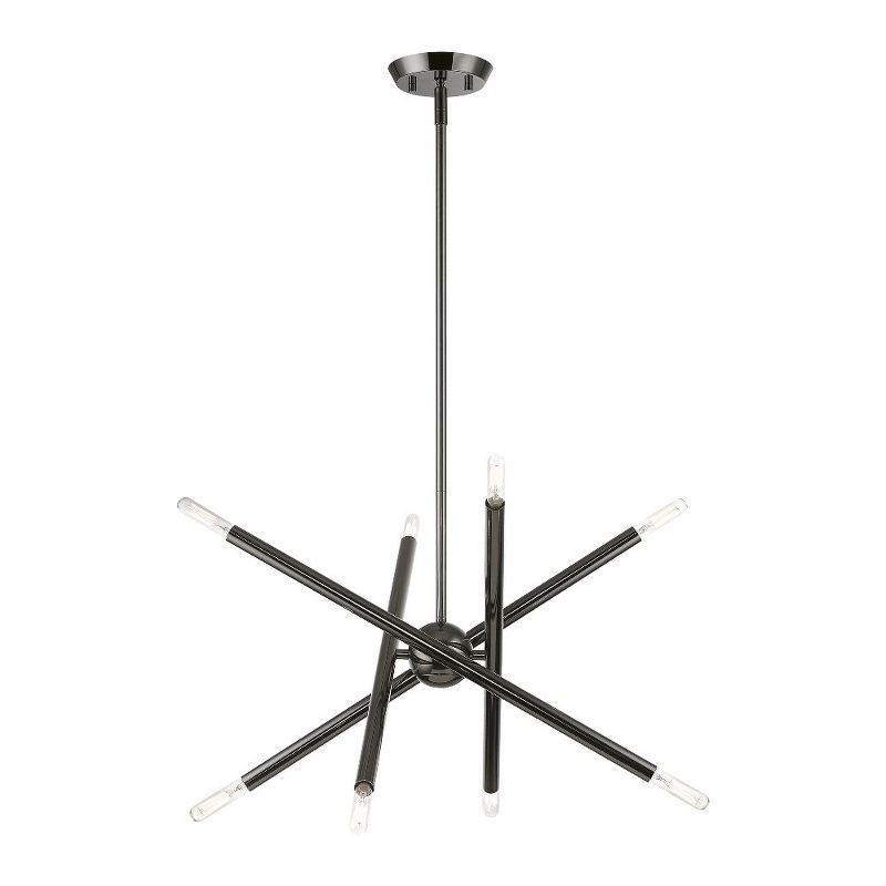 Black Chrome 8-Light Sputnik Chandelier with Candelabra Base