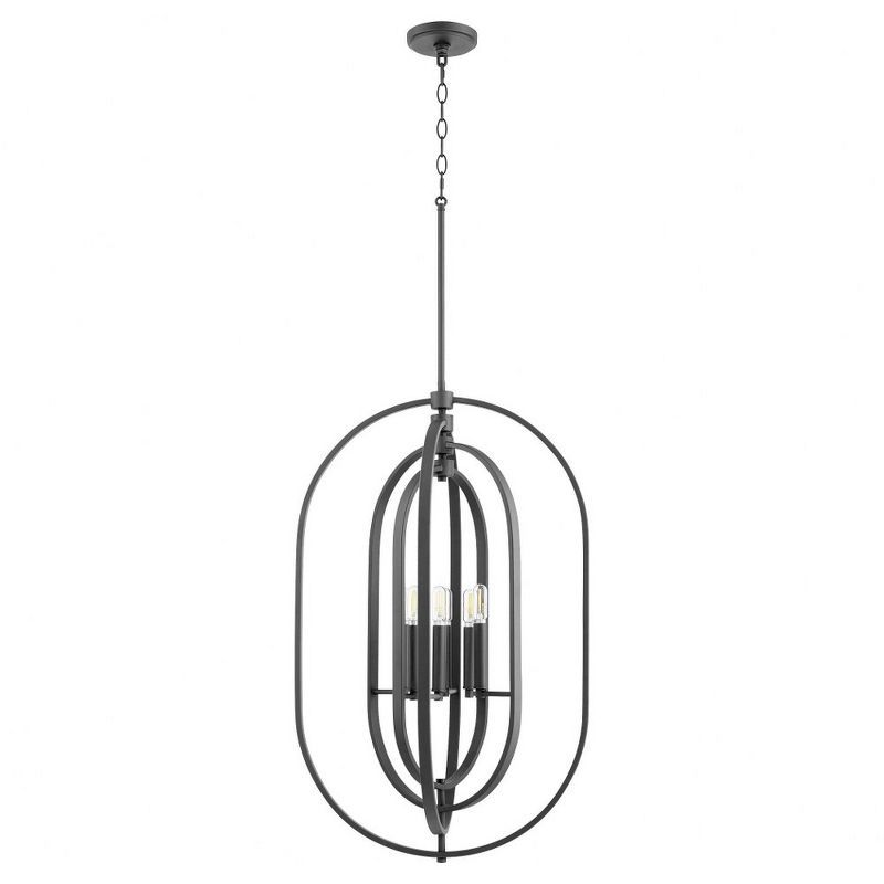 Noir Satin Nickel 6-Light Contemporary Oval Pendant