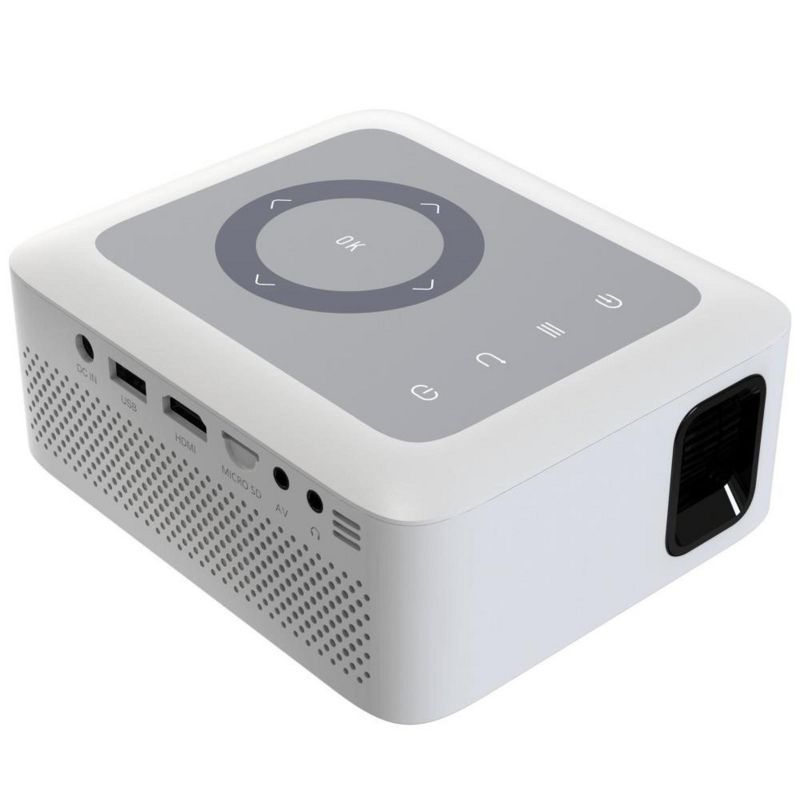 Compact White and Gray LED Home Theater Projector