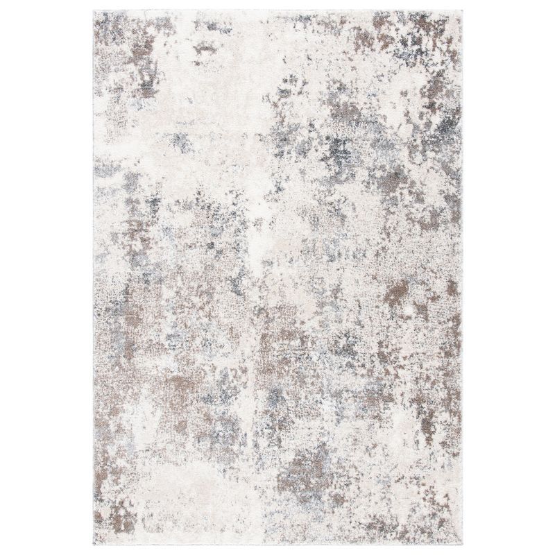 Ivory and Grey Abstract 6' x 9' Synthetic Area Rug