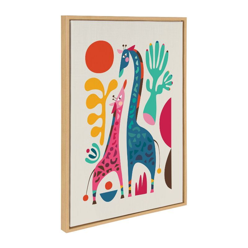 Colorful Giraffe Love Abstract Canvas Art for Kids