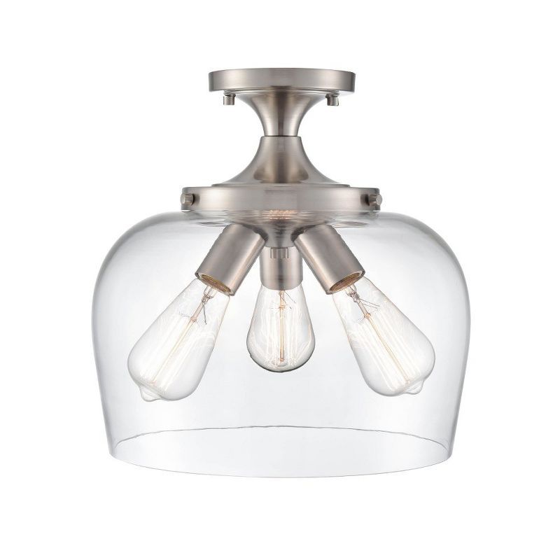 Ashford Brushed Nickel 3-Light Globe Semi-Flush Mount