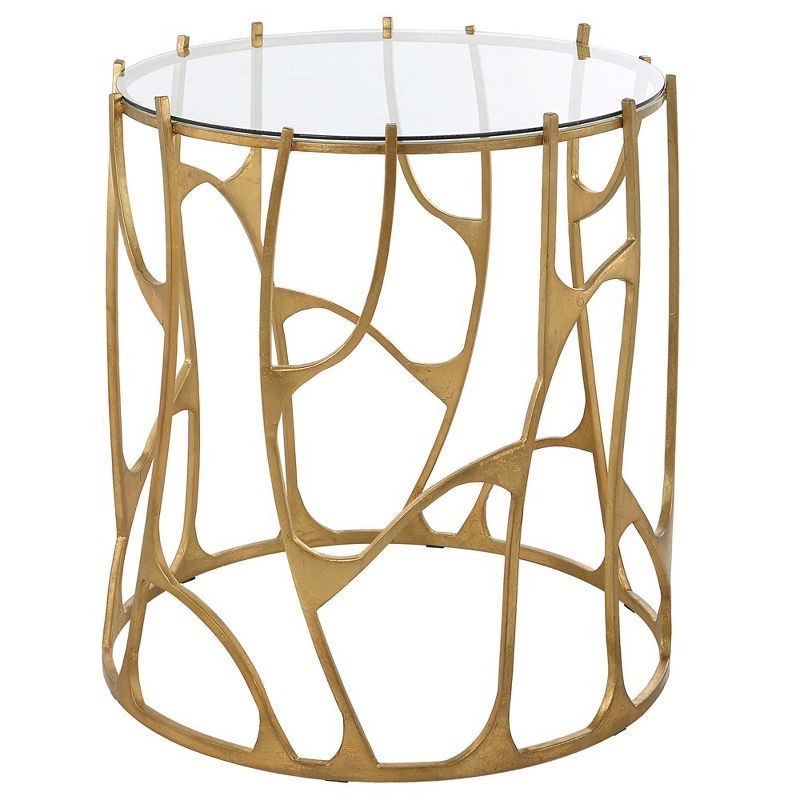 Ritual Round Gold Iron and Glass Side Table