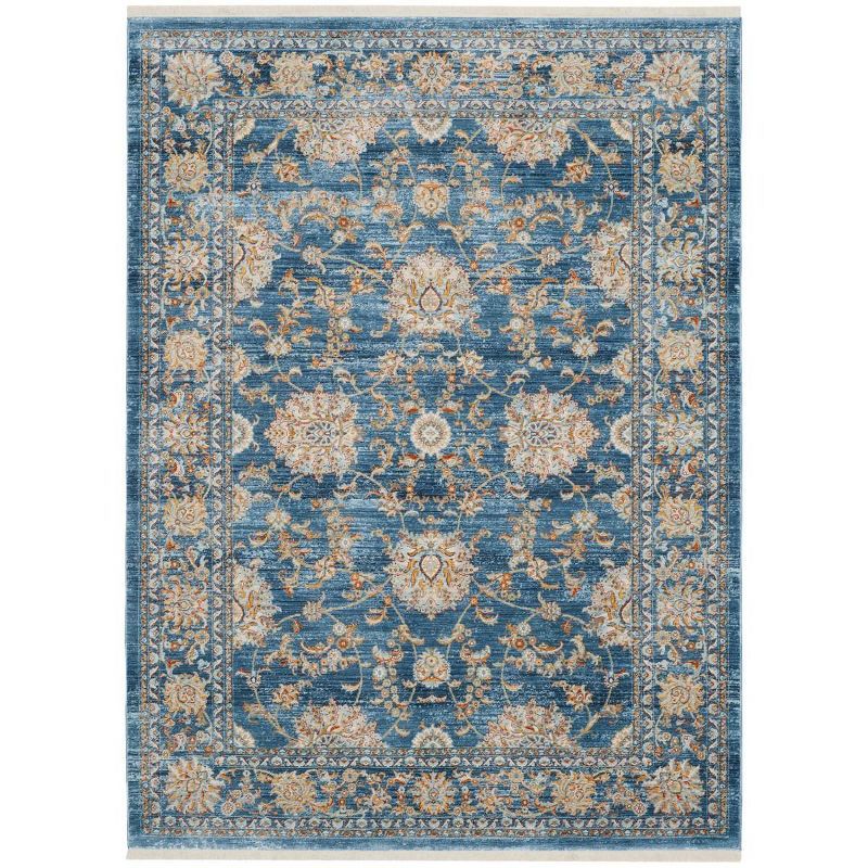 Vintage Persian Turquoise and Multicolor Synthetic 6' x 9' Area Rug