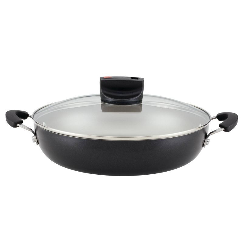 Black Aluminum Nonstick Everything Pan with Lid and Handles