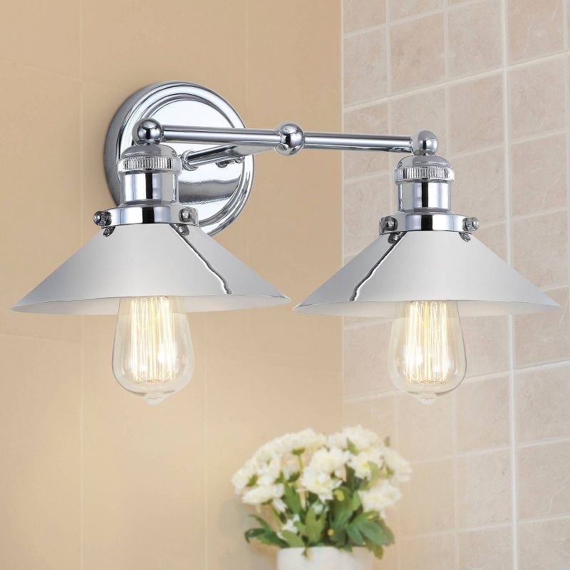 June 17.5" Polished Chrome 2-Light Metal Vanity Sconce