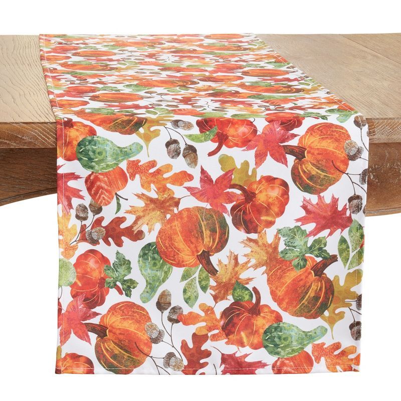 Autumn Pumpkin Foliage Polyester Table Runner 16" x 70"