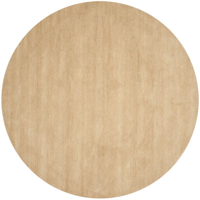 Beige Hand-Tufted Round Wool Rug, 8' x 8'