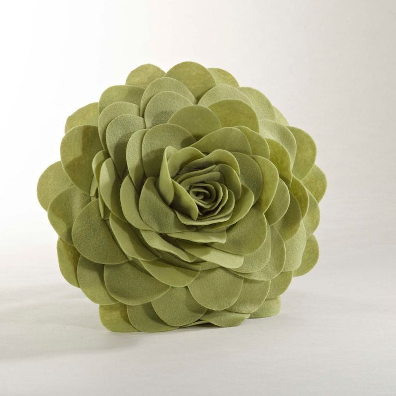 Lime Green Round Flower Design Polyester Throw Pillow