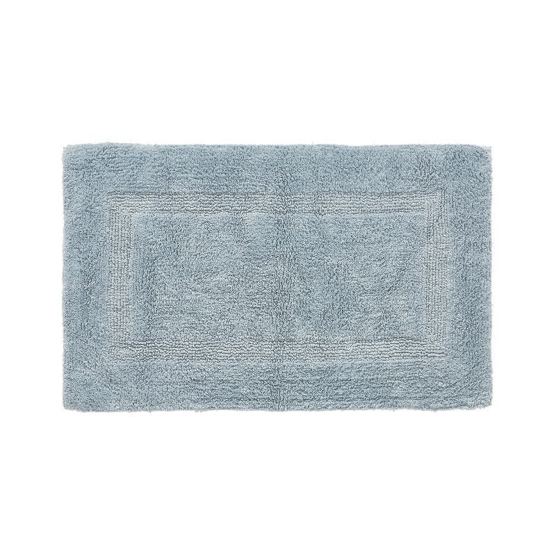 Lux Collection Blue Cotton Reversible Bath Rug 21" x 34"