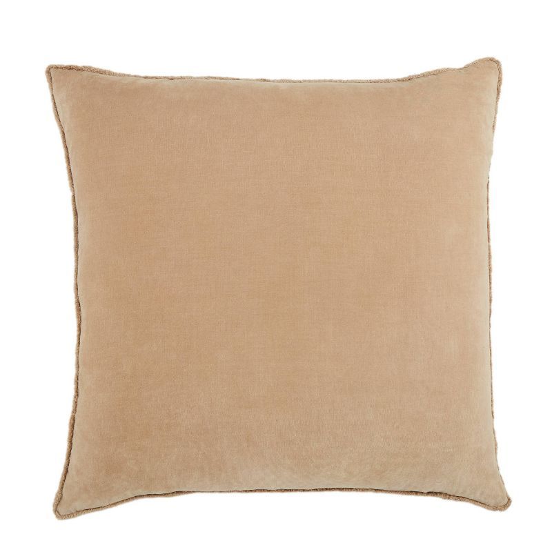 Nouveau Embroidered Bronze Round Throw Pillow with Fringe Edges