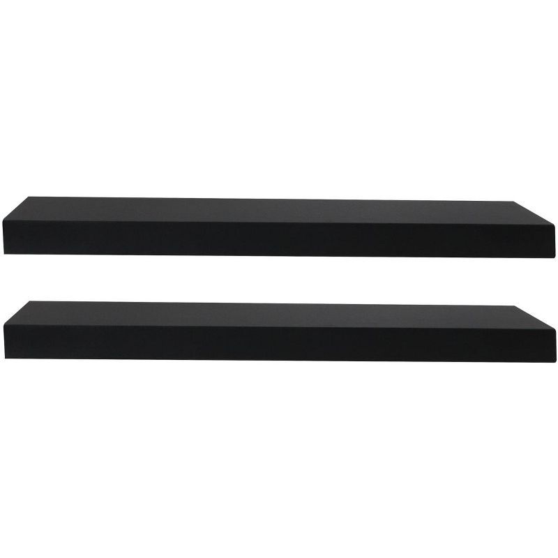 Black Faux Wood Floating Wall Shelves Set of 2