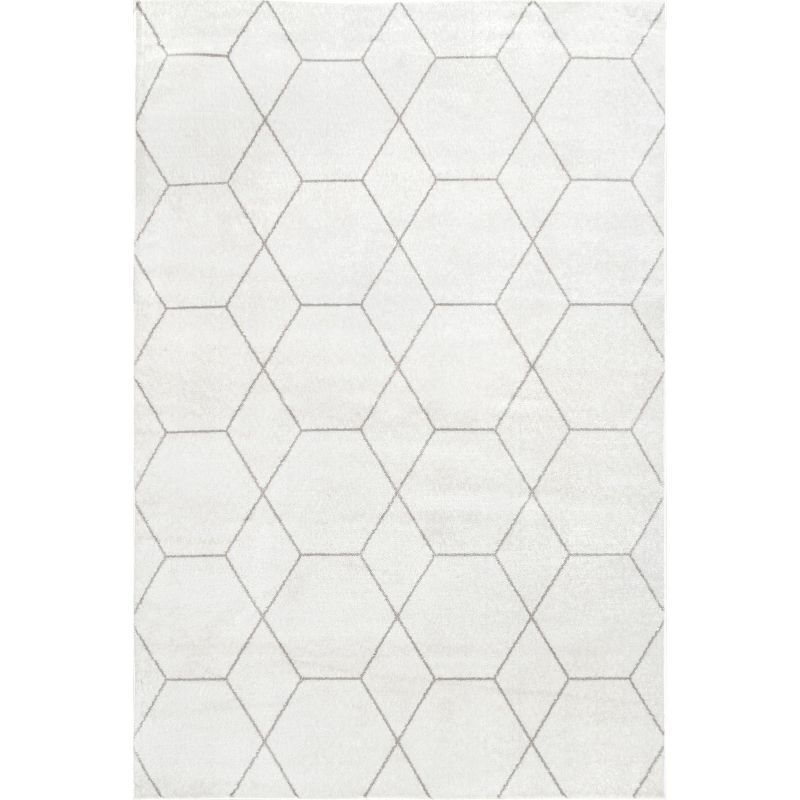 Beige Geometric Honeycomb 5x8 Synthetic Area Rug