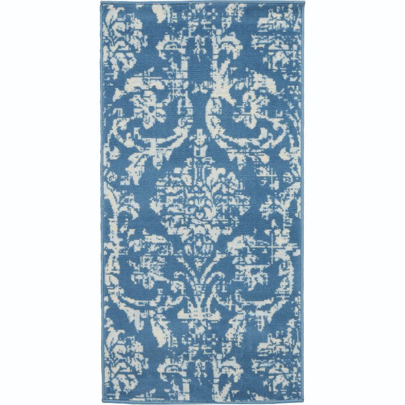 Blue Rectangular 4' x 6' Synthetic Hand-knotted Reversible Rug