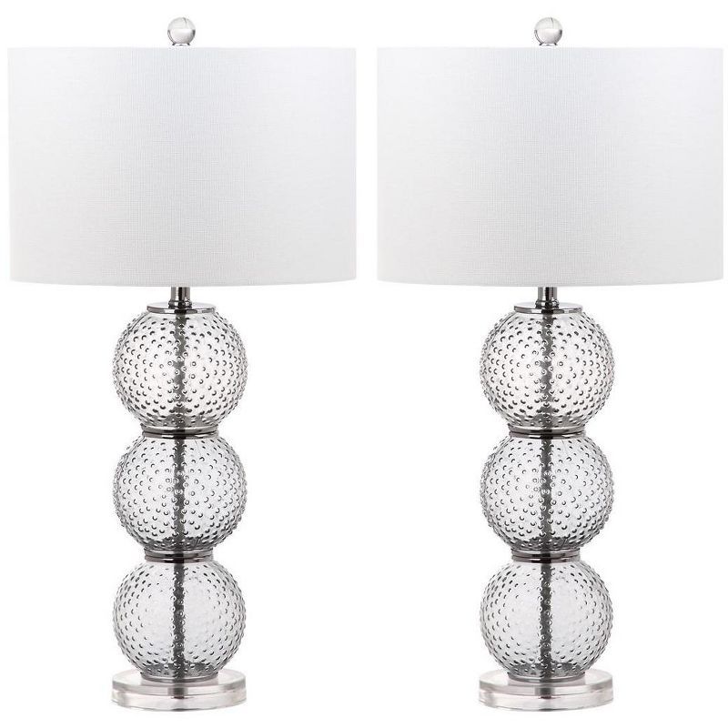 Port Robert Smoke Glass Table Lamp Set with Off-White Shades