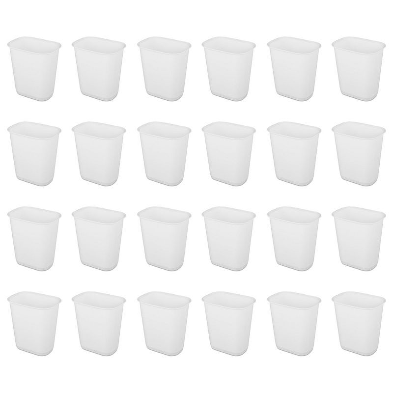 White Rectangular 3-Gallon Plastic Wastebasket Set