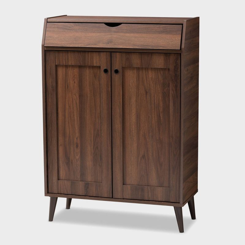 Walnut Brown 2-Door Wood Entryway Shoe Storage Cabinet