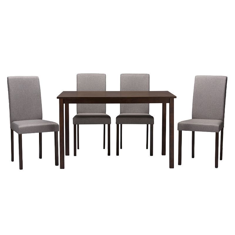 Andrew 5-Piece Dark Brown and Gray Wood Dining Set